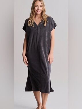 Barefoot Dreams Cozy Black Terry Caftan L (10-12)